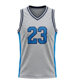 Custom Basketball Embroidered Jersey Wholesale Polyester Team Jersey Gray Blue