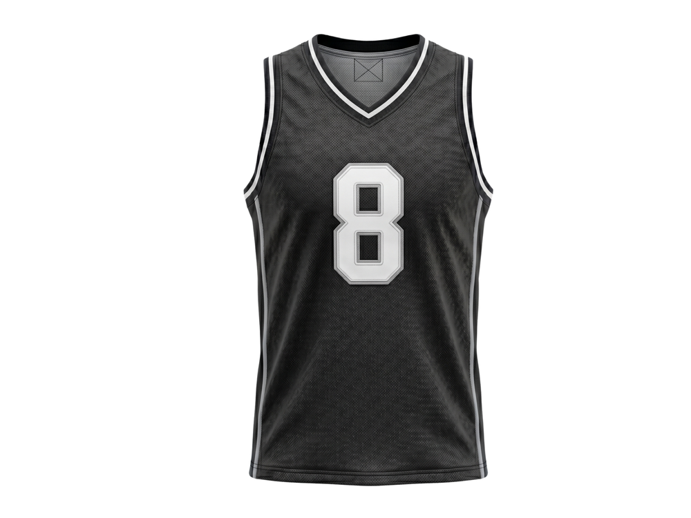Custom Black Basketball Embroidered Jersey – Wholesale Polyester Teamwear front design preview