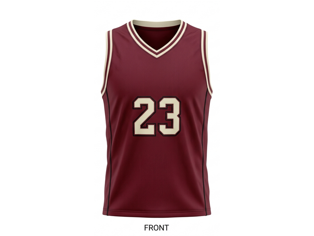 Custom Maroon Basketball Embroidered Jersey Wholesale Polyester Teamwear front design preview