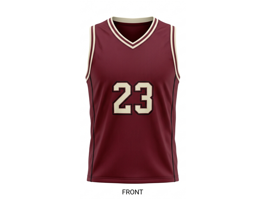 Custom Maroon Basketball Embroidered Jersey Wholesale Polyester Teamwear design preview