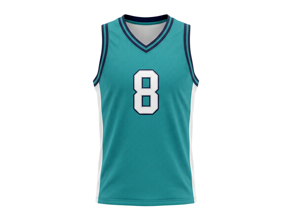 Custom Aqua Basketball Embroidered Jersey Wholesale Polyester Teamwear front design preview
