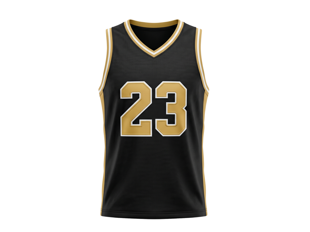 Custom Black Basketball Embroidered Jersey – Wholesale Polyester Teamwear front design preview