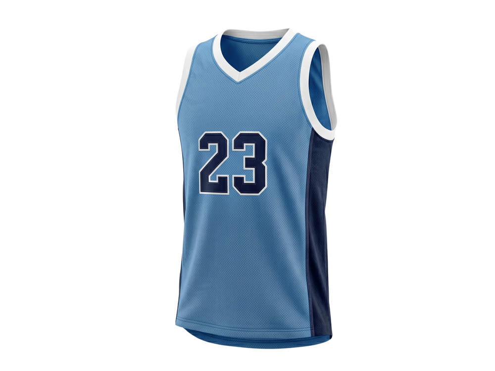 Custom Sky Blue Basketball Embroidered Jersey – Wholesale Polyester Teamwear front design preview
