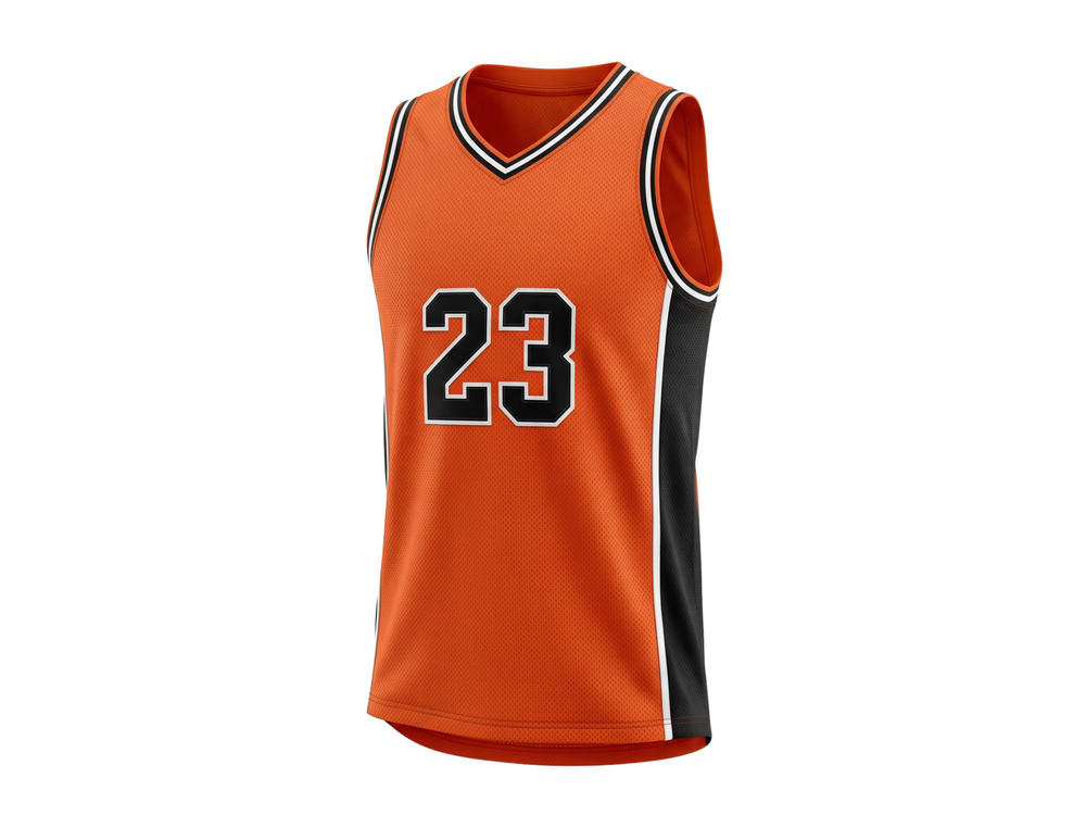 Custom Orange Basketball Embroidered Jersey – Wholesale Polyester Teamwear front design preview