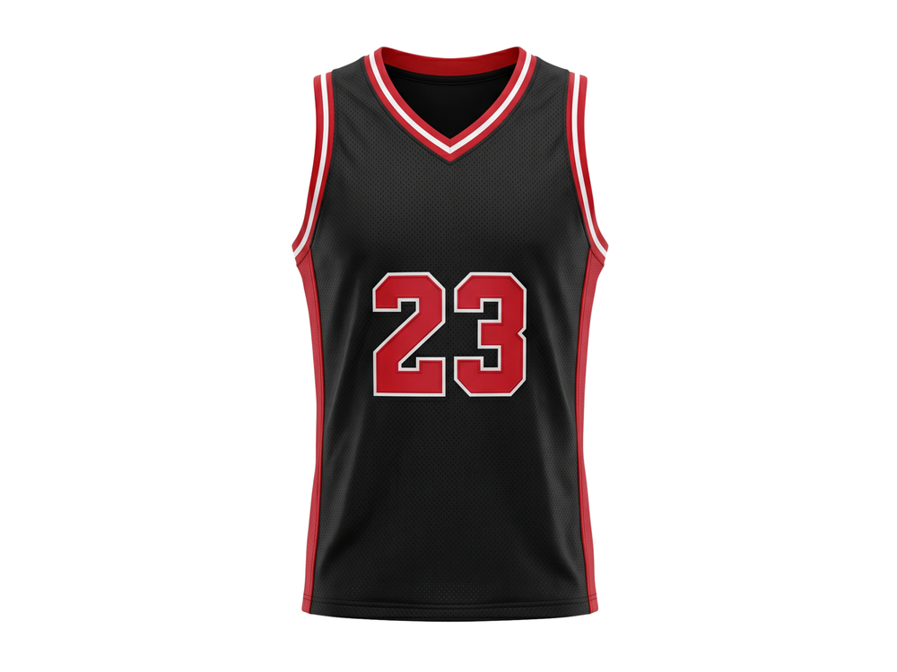 Custom Black Basketball Embroidered Jersey – Wholesale Polyester Teamwear front design preview
