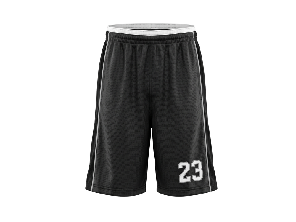Custom Black Basketball Embroidered Shorts – Wholesale Polyester Teamwear front design preview
