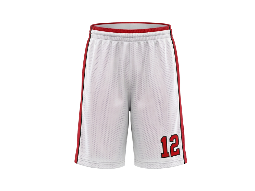 Custom White Basketball Embroidered Shorts – Wholesale Polyester Teamwear front design preview