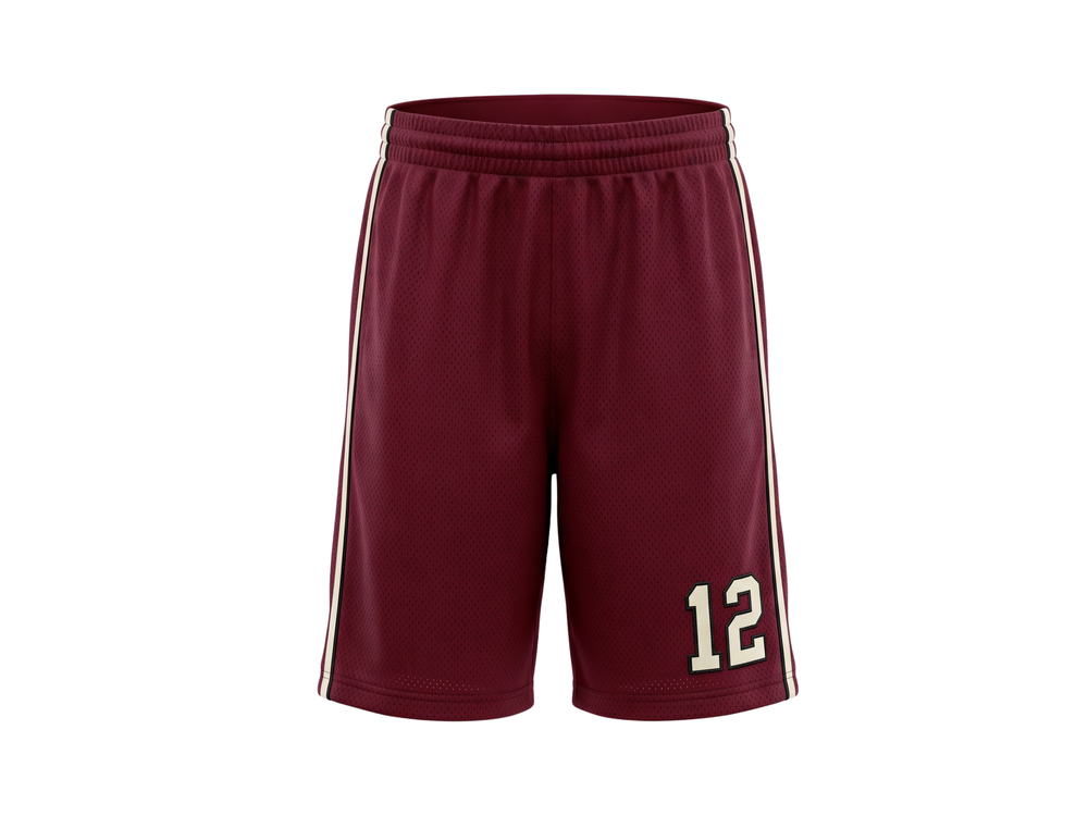 Custom Maroon Basketball Embroidered Shorts – Wholesale Polyester Teamwear (Copy) front design preview