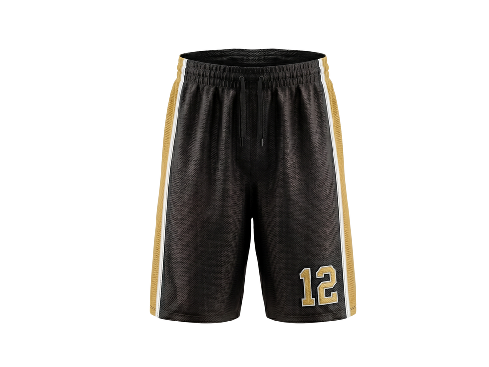 Custom Black Basketball Embroidered Shorts – Wholesale Polyester Teamwear front design preview