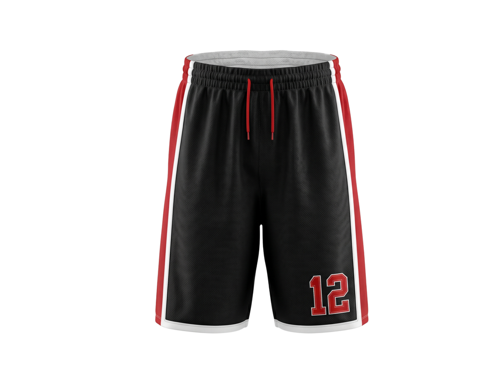 Custom Black Basketball Embroidered Shorts – Wholesale Polyester Teamwear front design preview