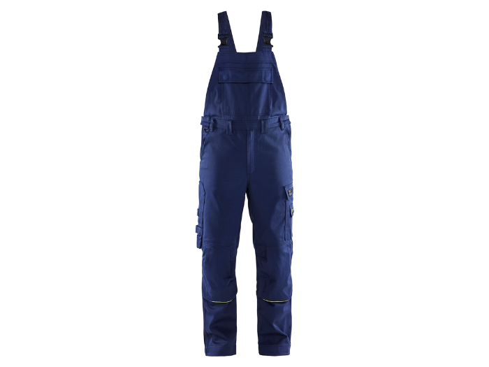 Welding Bib Trousers for B2B Workwear Supply – Low MOQ Reflective Knee Pad Overalls in Navy Blue