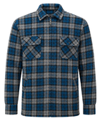 Sherpa Lined Work Shacket B2B Low MOQ Warm Zip Front Layer Blue Check Workwear