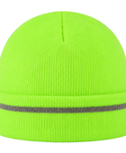 Fluorescent Green Workwear Beanie – Wholesale Reflective Cuff Insulated Winter Hat