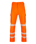 Fluorescent Orange Workwear Cargo Trousers – Wholesale Reflective Uniform Trousers with Cargo Pockets