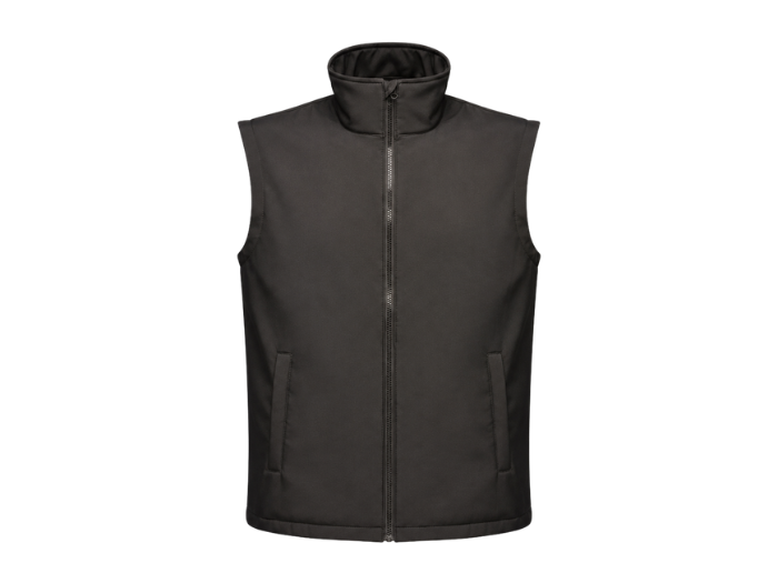 Mechanic Soft Shell Bodywarmer Black for Wholesale Workwear | Low MOQ & Customization front design preview