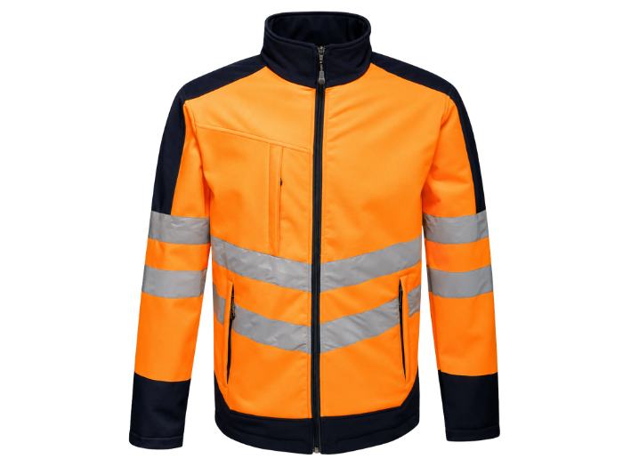 Soft Shell Jacket Orange/Grey B2B Low MOQ Waterproof Workwear Jacket front design preview