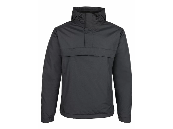 B2B Hooded Pullover Workwear Jacket Black Low MOQ Waterproof Jacket front design preview
