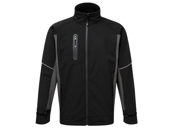 Custom Softshell Jacket Black B2B Workwear Waterproof Jacket front design preview