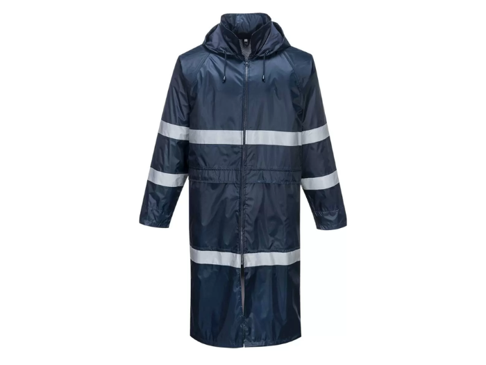 B2B Classic Rain Coat Navy Waterproof Workwear Low MOQ front design preview