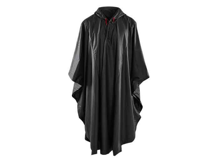 B2B Hooded Rain Poncho Workwear Black Low MOQ front design preview