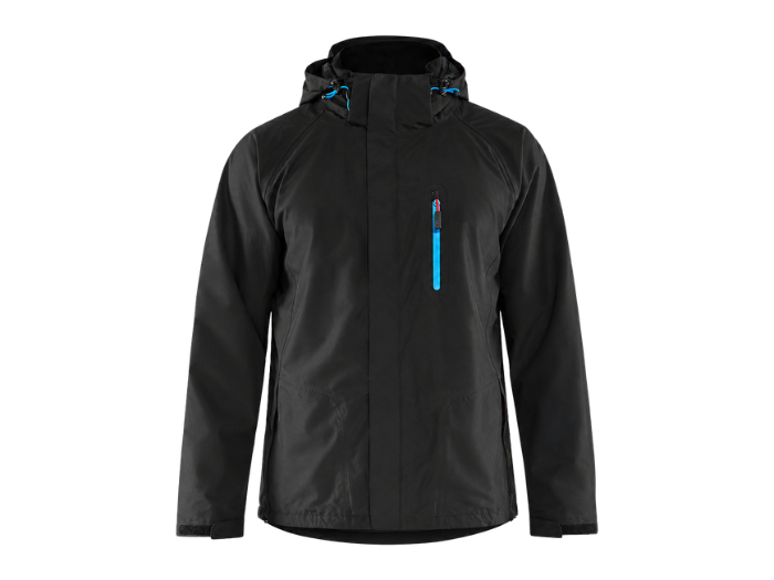 B2B Bomber Rain Jacket Black Custom Rain Jacket Low MOQ front design preview