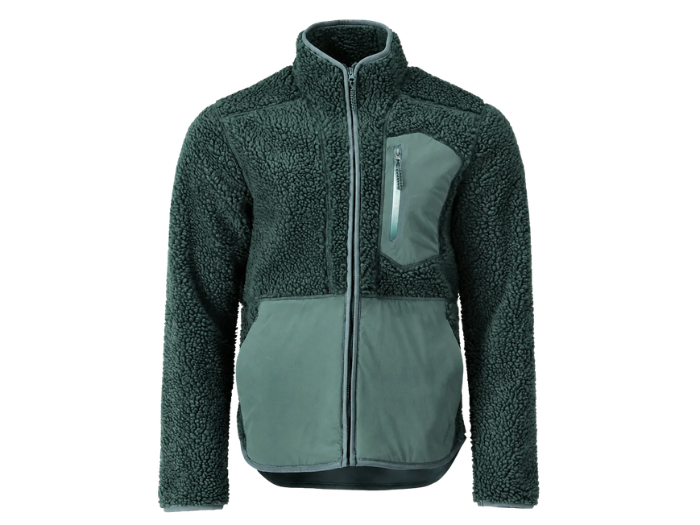 B2B Workwear Pile Jacket With Zipper Green Jacket Low MOQ front design preview