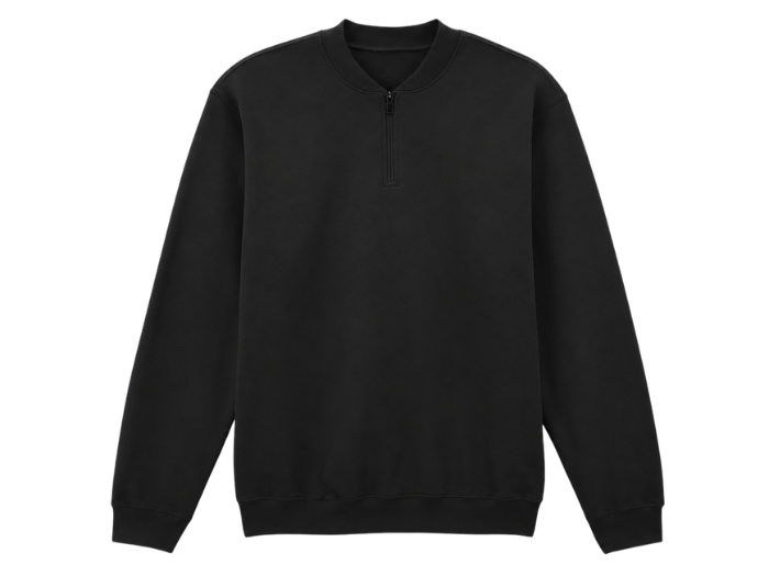 B2B Workwear Zip Sweatshirt Black Custom Workwear Low MOQ front design preview