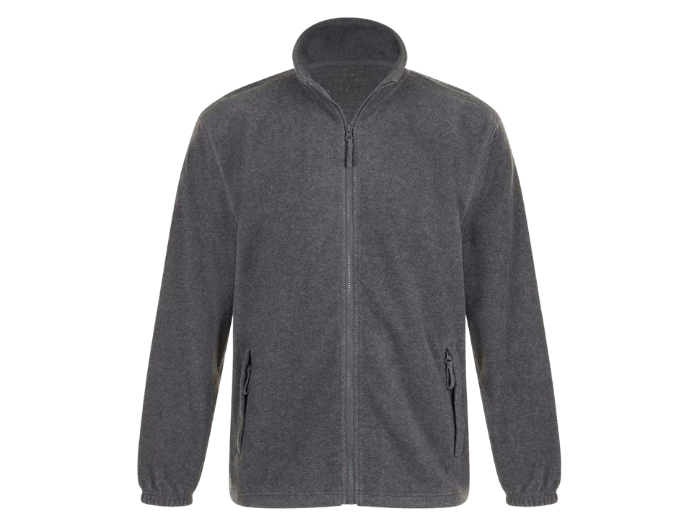 B2B Workwear Full Zip Fleece Pullover Grey Low MOQ Custom Workwear Manufacturer front design preview