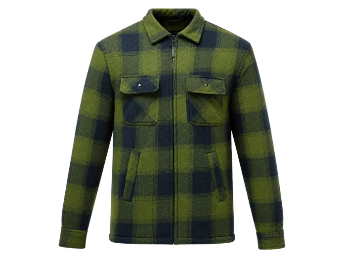 B2B Check Workwear Shirt Jacket Olive/Navy Custom Workwear Low MOQ front design preview