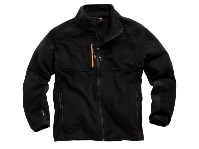 Custom Black Fleece Workwear Jacket Low MOQ Bulk Uniform Supplier front design preview