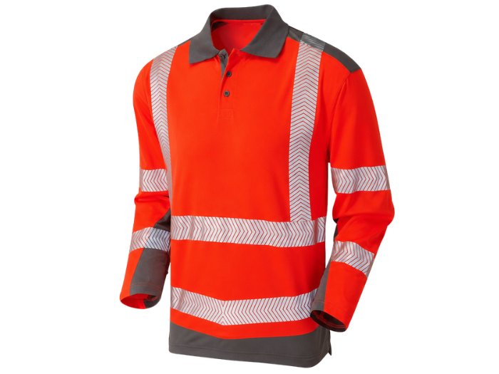 B2B Haulage Long Sleeve Polo Shirt Orange/Grey Custom Workwear Low MOQ front design preview