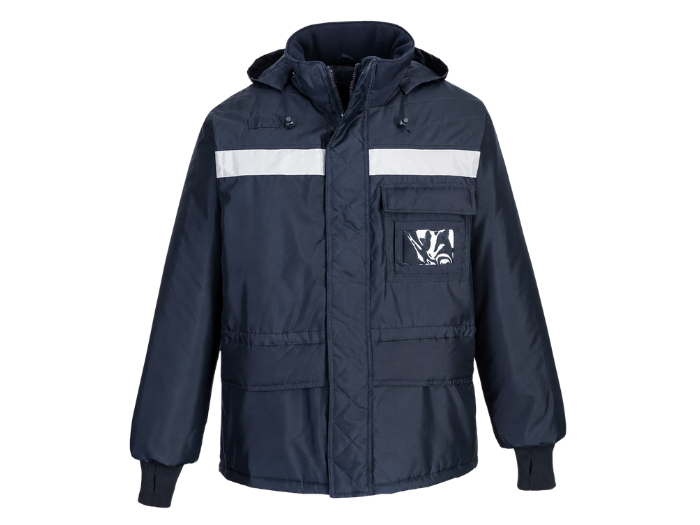 B2B Coldstore Jacket Navy Custom Freezer Workwear Low MOQ front design preview