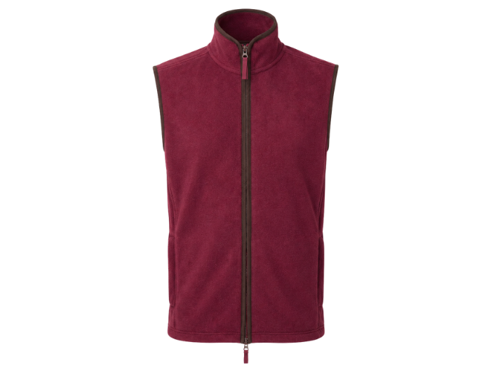 B2B Hairdressing Fleece Gilet Red Low MOQ Custom Salon Workwear front design preview