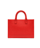 Structured Leather Tote Bag with Shoulder Strap Red B2B