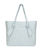 B2B Knotted Handle Leather Tote Bag Ice Blue Custom Leather Bag