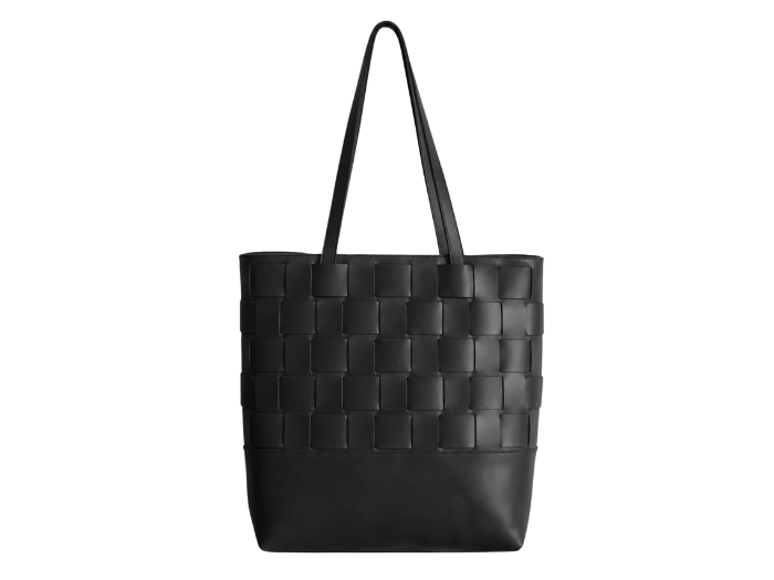 B2B Leather Tote Bag Black Custom Leather Bag Low MOQ front design preview