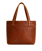 B2B Chestnut Brown Classic Leather Shoulder Tote Bag