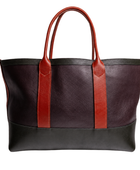B2B Leather Tote Bag Burgundy/Black Custom Leather Bag Low MOQ