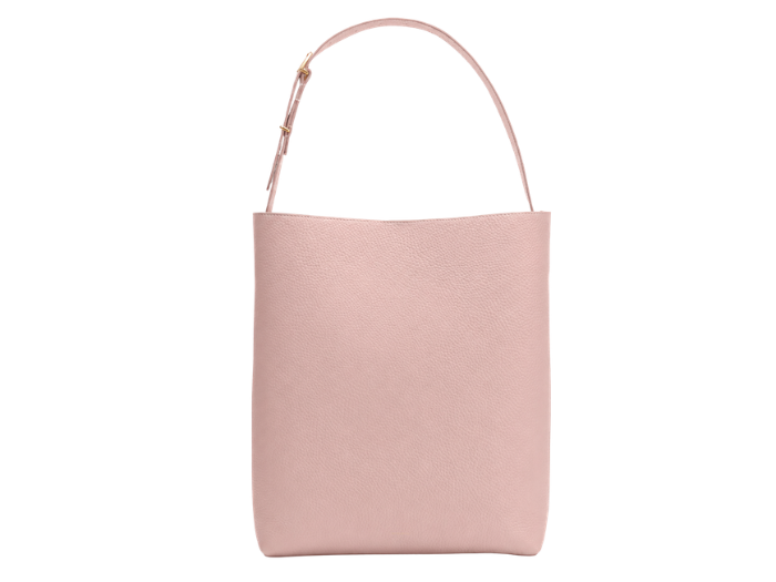 Leather Bucket Shoulder Bag with Adjustable Strap Blush Pink Low MOQ front design preview