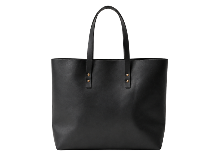 Classic Black Leather Tote Bag B2B Low MOQ Custom Leather Bag front design preview
