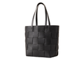 B2B Black Woven Leather Shoulder Tote Bag Low MOQ Custom Leather Bag