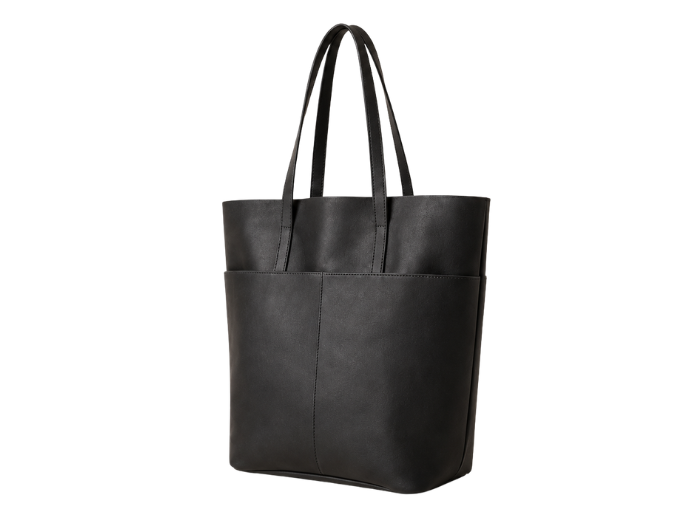 Black Leather Shoulder Tote Bag B2B Low MOQ Custom Tote Bag