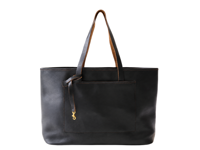 B2B Large Leather Tote Bag Black Custom Leather Tote Bag Low MOQ