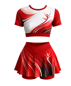 Custom Dance Team Crop Top and Skirt Uniform – Red and White B2B Wholesale Low MOQ Performance Teamwear