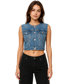 Denim Vest Women’s Cropped Button-Front B2B Blue