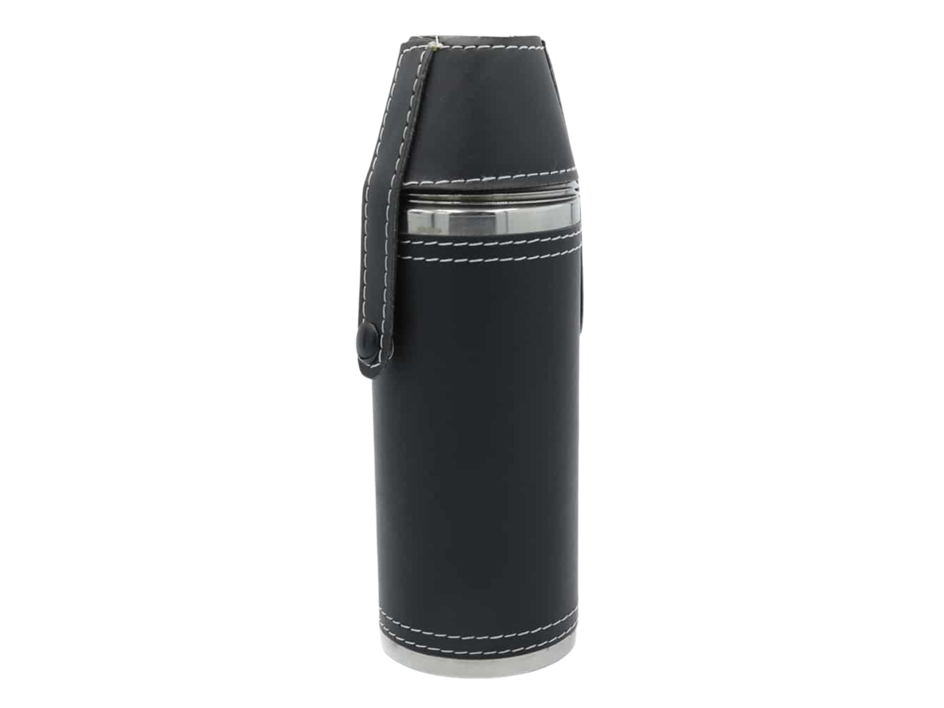 Drink Flask Leather Cover for Hunting with Cups – Black | B2B Low MOQ