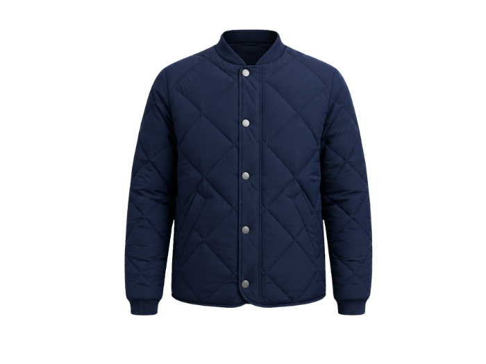 Quilted Snap-Button Duck Down Puffer Jacket – Navy Blue | B2B Low MOQ