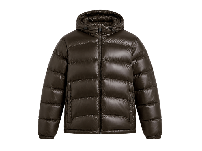 Hooded Water-Repellent Duck Down Puffer Jacket – Dark Olive Brown | B2B Low MOQ