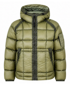 Grid-Panel Hooded Duck Down Puffer Jacket – Olive Green | B2B Low MOQ