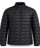 Square-Quilted Stand-Collar Duck Down Puffer Jacket – Black | B2B Low MOQ
